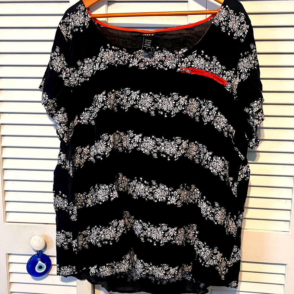 Torrid Open Back & Zipper Detail Top Plus